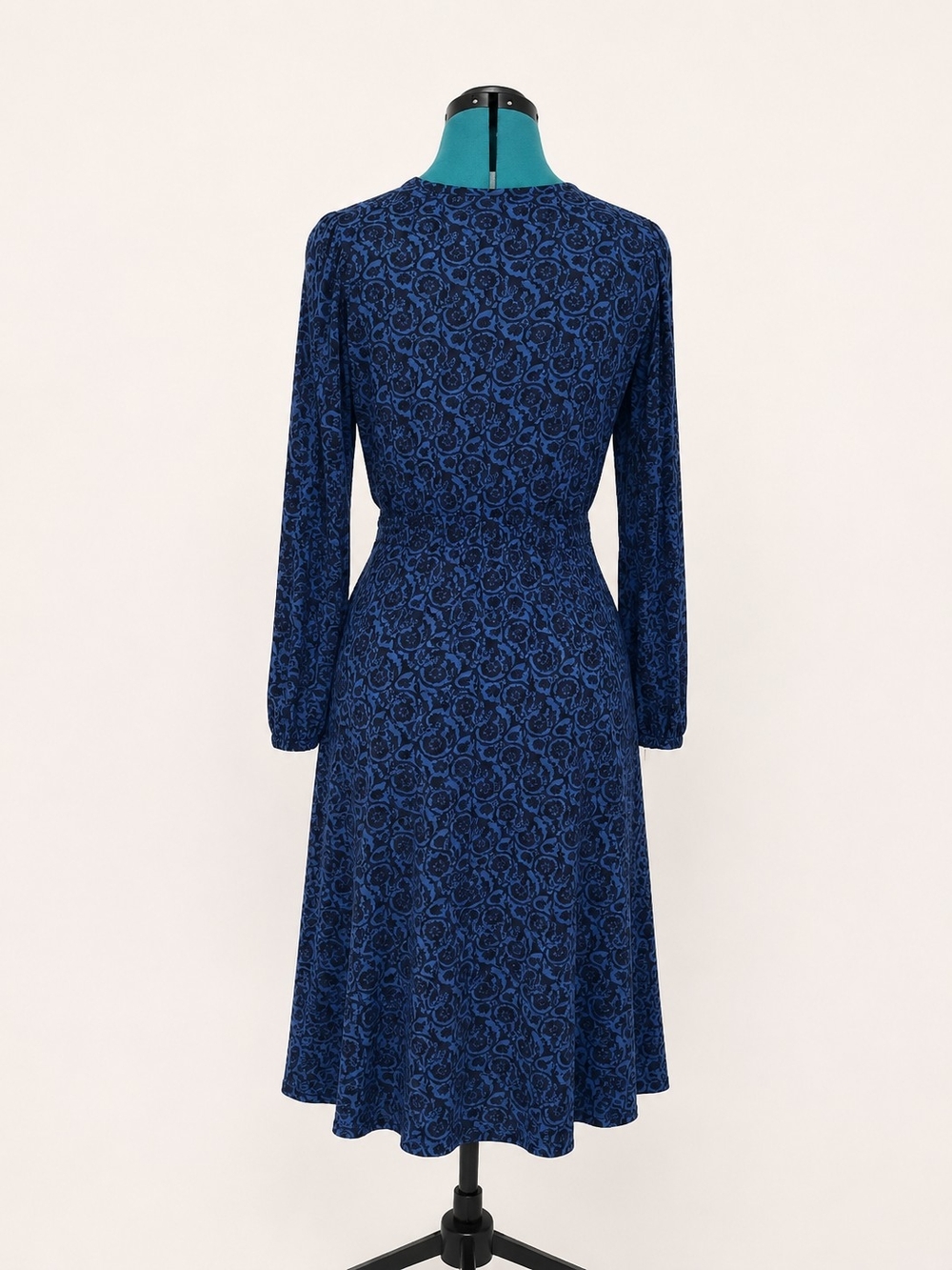 Boden Navy Floral Long-Sleeve Fit-and-Flare Dress